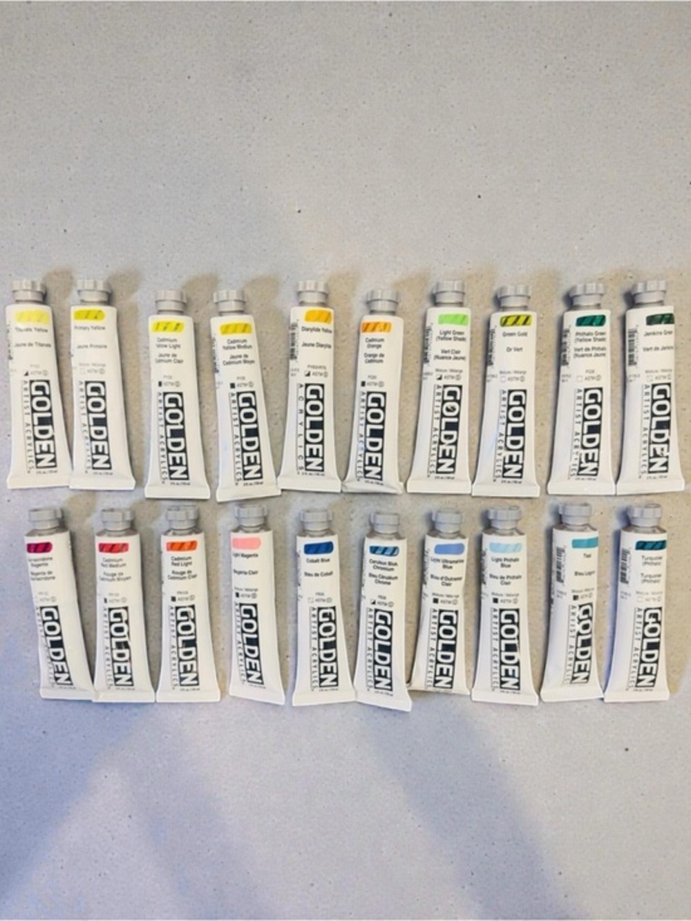 20 NEW Golden Heavy Body Acrylic Paints -20 Tubes Paint Supplies